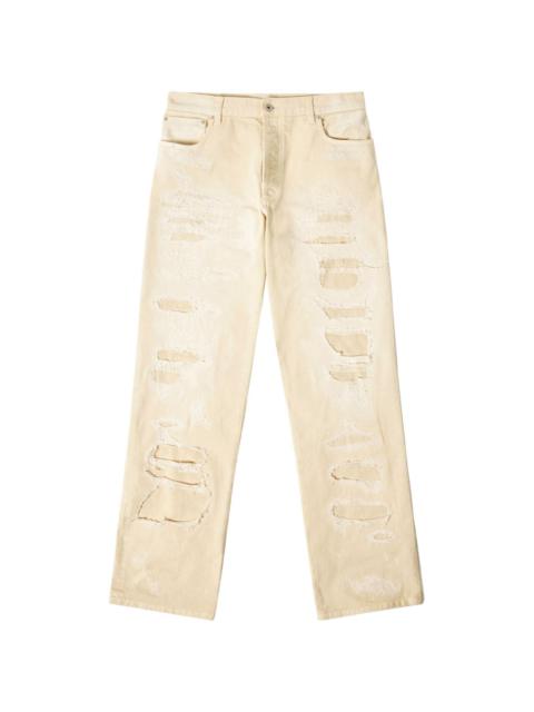 straight-leg distressed-finish jeans