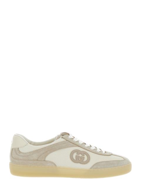 GUCCI Gucci Men 'G74' Beige Low Top Sneakers With Logo Patch On The Side And Logo Lettering On The Tongue 