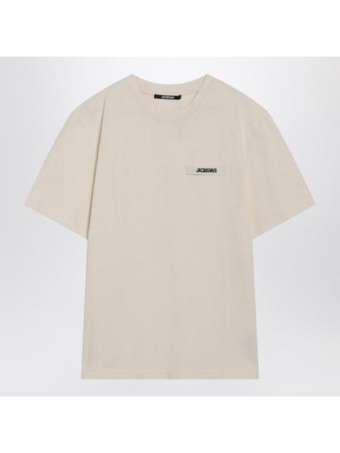 JACQUEMUS Jacquemus Beige T-Shirt With Gros Grain Logo Men