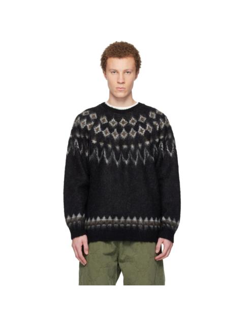 South2 West8 Black Mohair Crew Neck Sweater