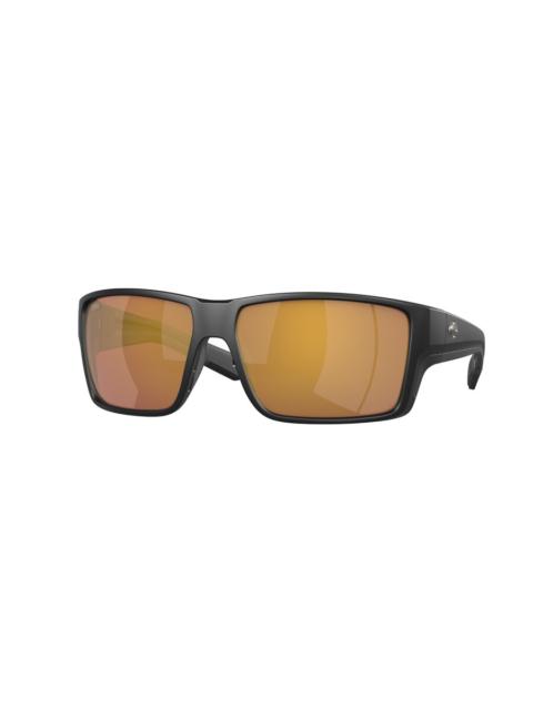 Other Designers Costa Del Mar REEFTON PRO Gold Mirror Polarized Glass Rectangular Men's Sunglasses 6S9080 908014 63