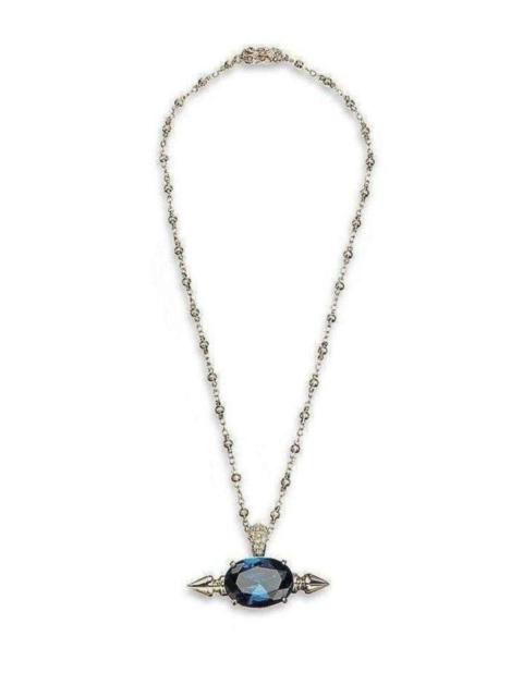 Other Designers Spike and Oval Blue Crystal Necklace