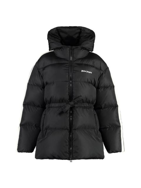 PALM ANGELS HOODED TECHNO FABRIC DOWN JACKET
