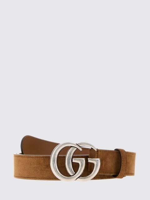 GUCCI Gucci Men Gg Marmont Suede Belt Gucci With Monogram Buckle