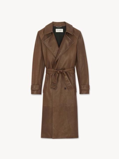 Anthony Vaccarello - Saint Laurent Leather Coat in Medium