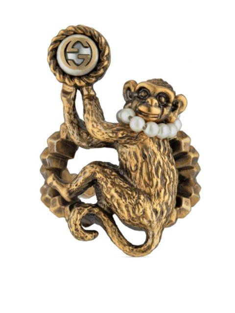 GUCCI Monkey Ring In Metal In Pearl