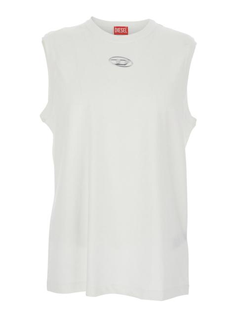 Diesel Diesel Men 'T-Bisco-Iod' White Sleeveless Top With Logo Detail On The Front In Cotton Man
