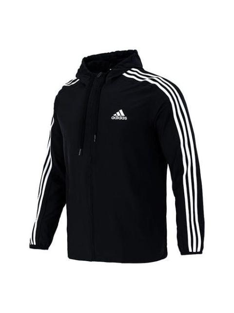 Men's adidas 3s Wb Training Sports Hooded Logo Jacket Autumn Black GV5256