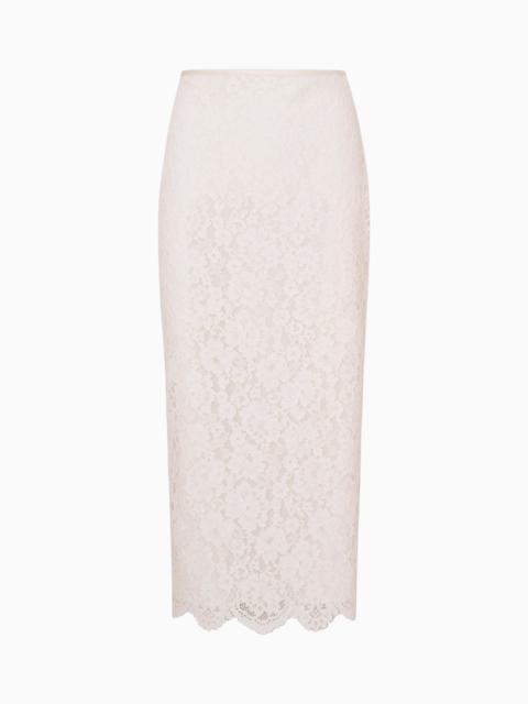 LoveShackFancy Ilse Lace Midi Pencil Skirt