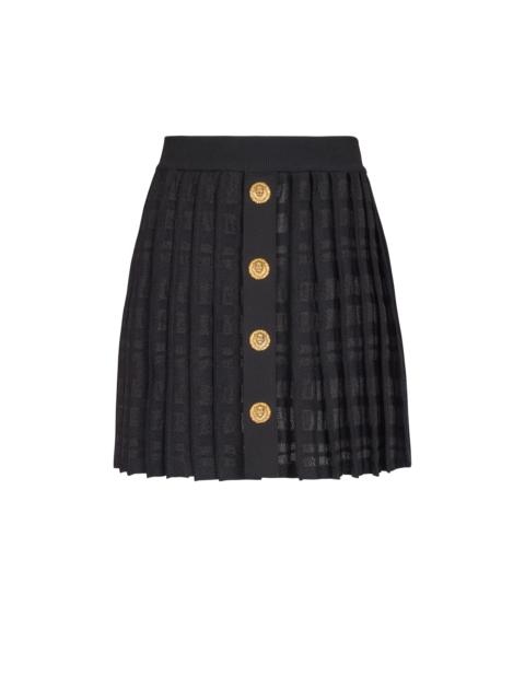 Balmain Short pleated skirt in plaid knit