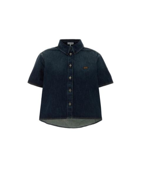 Loewe LOEWE Short Sleeve Trapeze Denim Shirt Dark Blue New & Authe