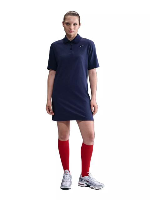 Nike Women's Sportswear Essential Short-Sleeve Polo Dress -Navy