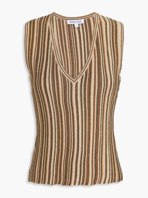 VERONICA BEARD Sid metallic striped ribbed-knit top