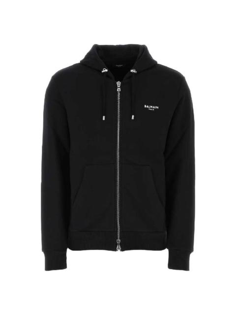 Balmain Balmain Flock Logo Zip Up Hoodie, Size Small