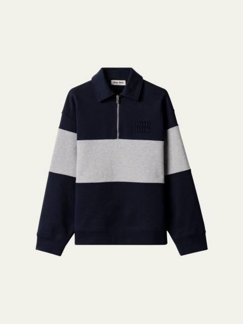 Stripe Quarter-Zip Felpa Polo Shirt