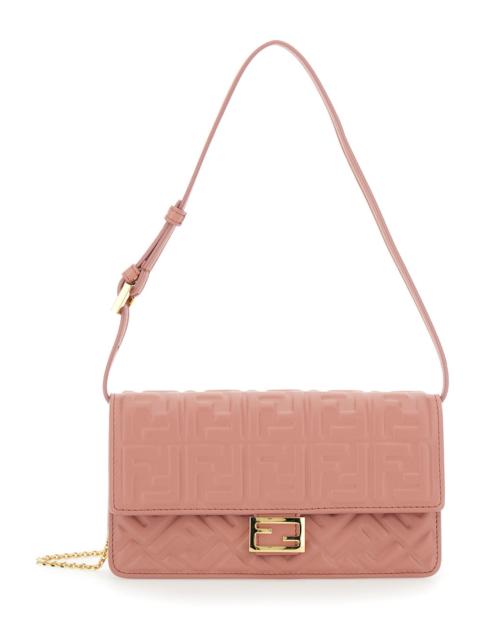 FENDI Fendi Women Pink Wallet On Chain Baguette With All-Over Ff Motif And Ff Plaque In Leather Woman