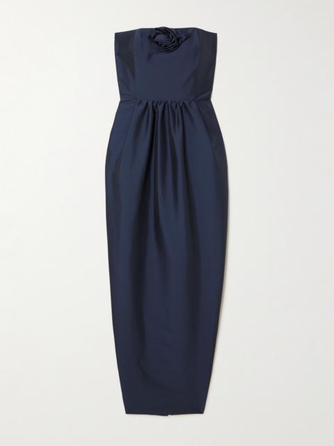 BERNADETTE Lena Strapless Appliquéd Taffeta Maxi Dress