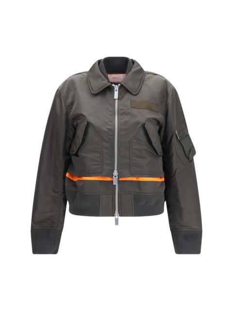 sacai Sacai Double-zip Nylon Jacket D/KHAKI