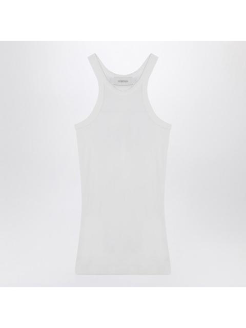 Sportmax Sportmax White Ribbed Tank Top In Silk Blend Women
