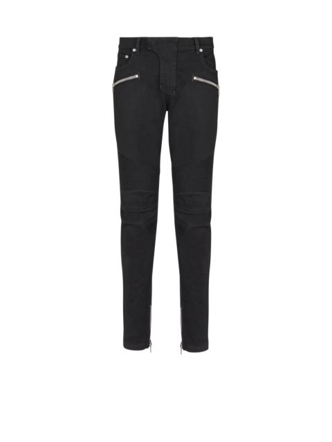 Balmain Slim-fit biker jeans in black denim
