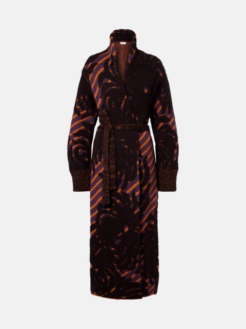 Dries Van Noten Wool and alpaca-blend jacquard wrap coat