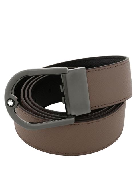 Montblanc Montblanc Horseshoe Buckle Saffiano Printed Reversible Leather Belt