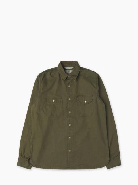 Rogue Territory ROGUE TERRITORY WORK SHIRT DYED CANVAS SELVEDGE OLIVE