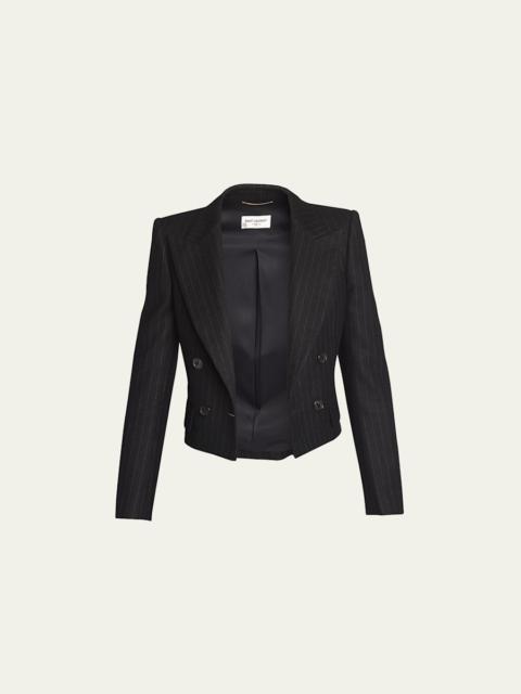 SAINT LAURENT Spencer Pinstripe Cropped Wool Jacket