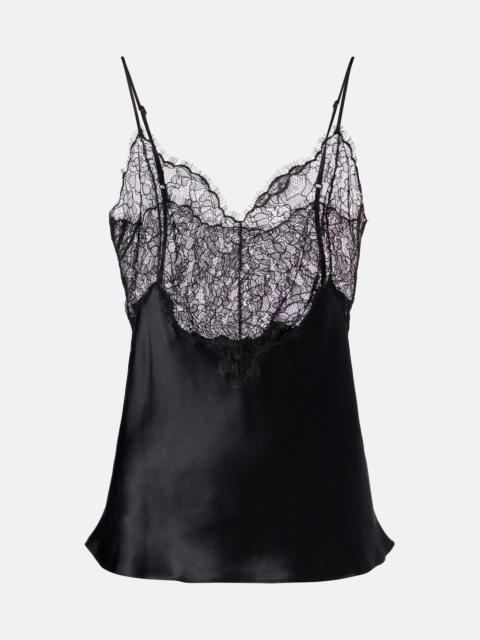 NILI LOTAN Mabelle lace-trimmed silk satin camisole
