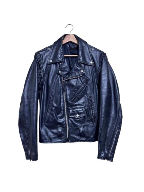 Other Designers Branded Leather - Vintage 80s Branded Garments Leather Biker Jacket Patina