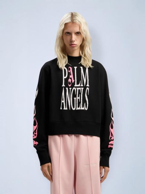 Palm Angels Flames Fitted Crew Sweatshirt