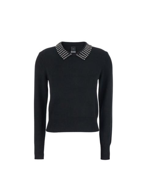 PINKO Polo shirt with crystal-decorated collar