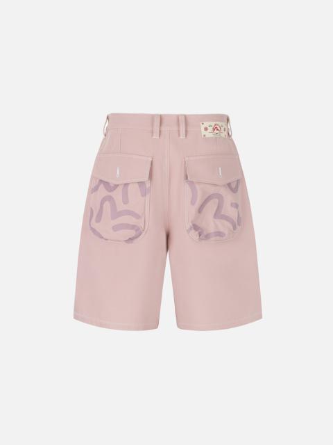 EVISU Allover Seagull Print Pocket Oversized Shorts