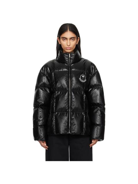 Moncler Moncler x Palm Angels Black Simoon Faux-Leather Down Jacket