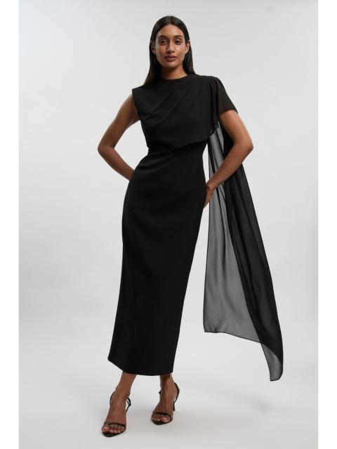 KAREN MILLEN Polished Tailored Cape Drape Maxi Column Dress