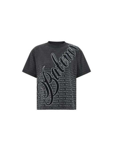 BALENCIAGA BALENCIAGA Black Cursive T-shirt New And Authentic (Women's