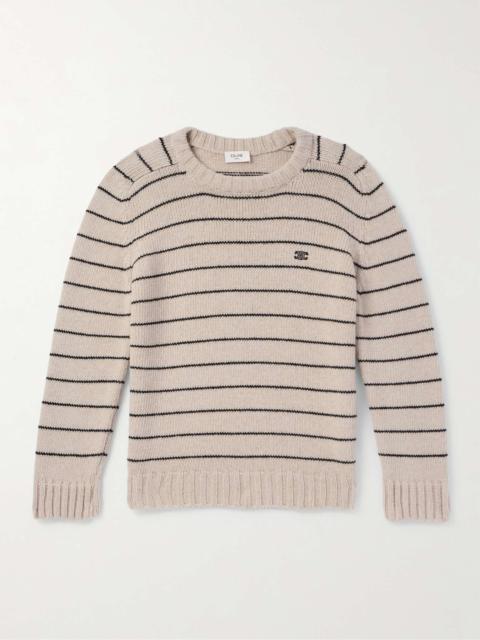 Logo-Embroidered Striped Wool Sweater