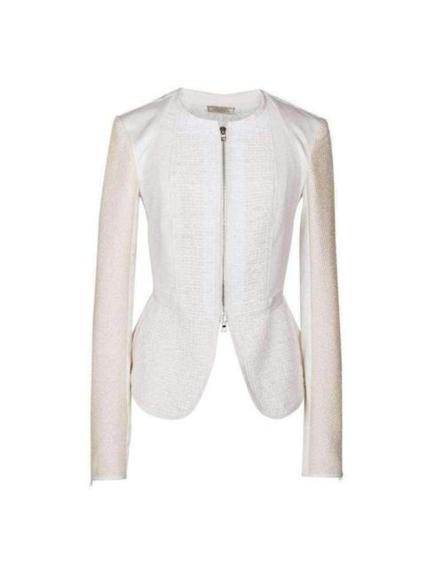 White Tailored Cotton Lace Back Jacket