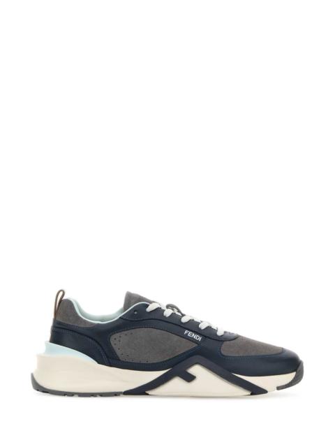 FENDI Fendi Men Two-Tone Leather And Suede Fendi Flow Sneakers