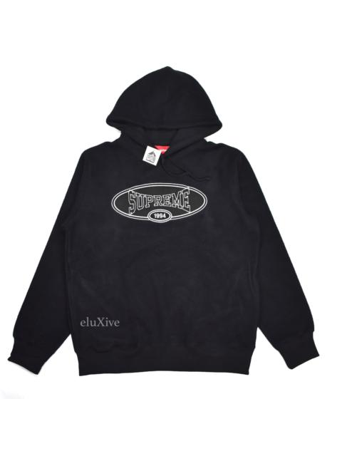 Supreme Black Reverse Fleece Logo Hoodie DS