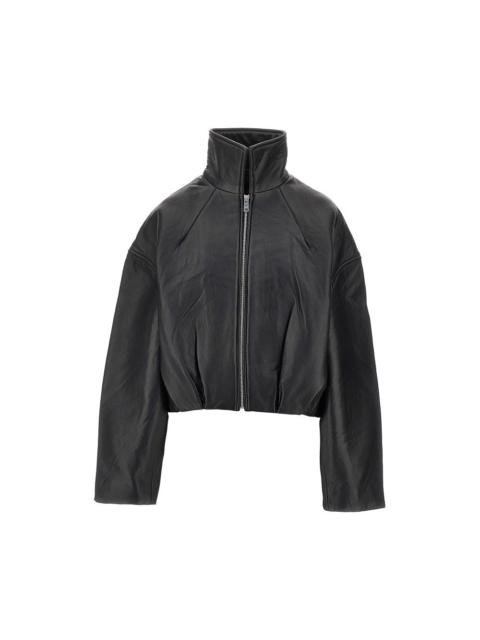 ROTATE Rotate Leather Boxy Jacket Black
