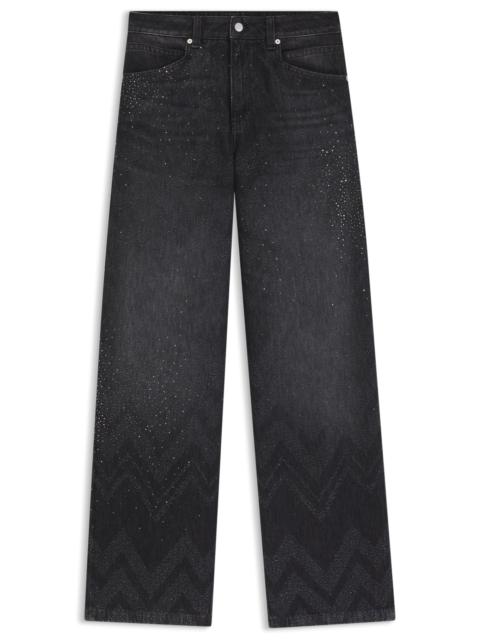 BOSS WIDE-LEG JEANS IN CRYSTAL-EMBELLISHED DENIM