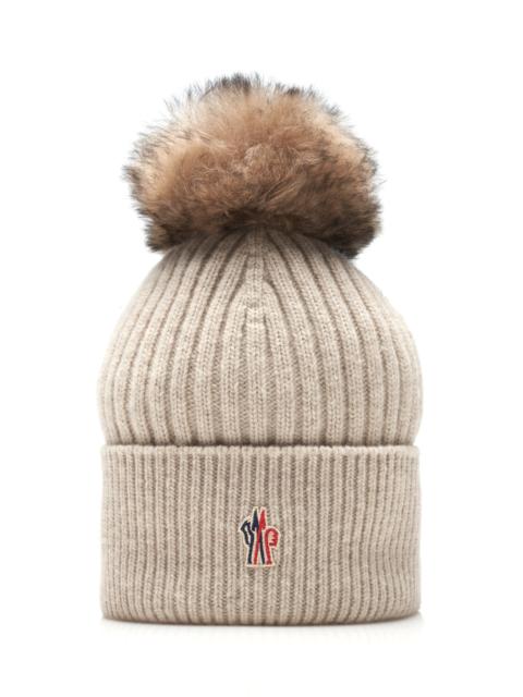 Moncler Grenoble Shearling-Trimmed Wool Beanie neutral