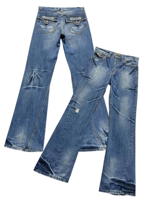 Other Designers If Six Was Nine × Le Grande Bleu (L.G.B.) - FYE🔥NYLAUS Clawmark Whisker Studded Gems Flap Flare Jeans