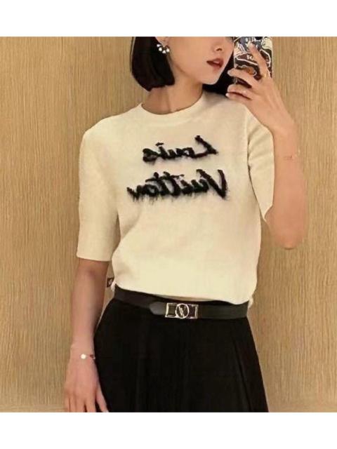 Louis Vuitton Louis Vuitton black and white logo knitted short-sleeved top
