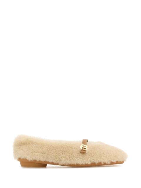 FERRAGAMO Salvatore Ferragamo Women Ivory Shearling Noella Ballerinas