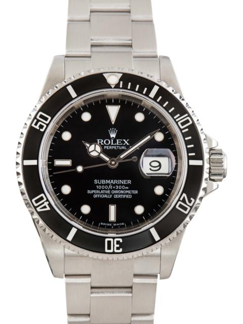 ROLEX Men's Rolex Submariner No Holes Case ref 16610T Stainless Steel