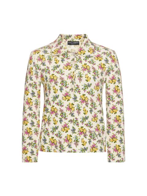 Dolce & Gabbana Floral-Print Knitted Cardigan floral