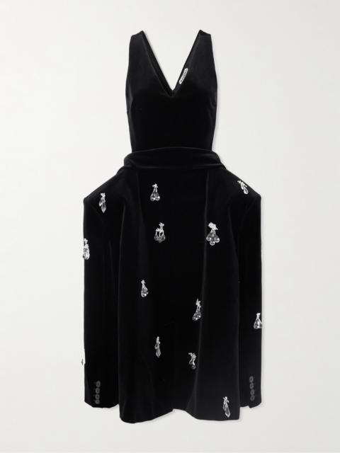 JW Anderson Embellished Padded Cotton-velvet Midi Dress