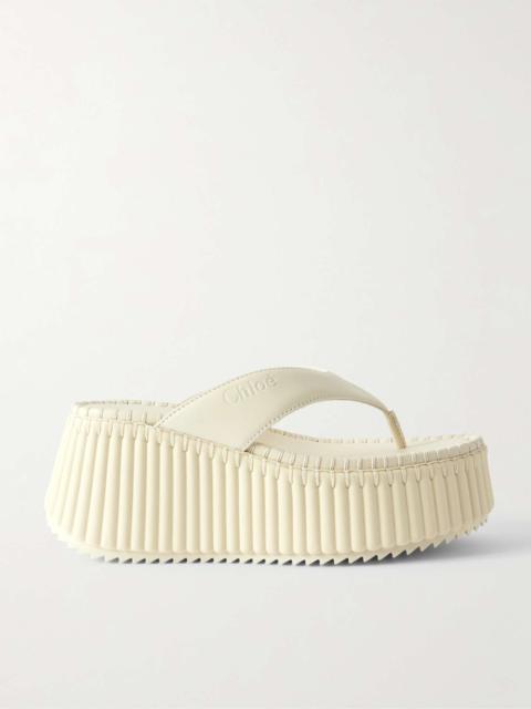 Nama leather platform flip flops Off-white